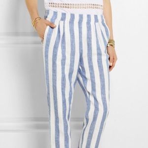 J Crew Striped Linen Tapered Pants